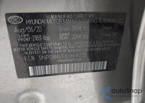 2020 Hyundai Elantra Sel from USA, damaged, VIN 5NPD84LF1LH614225